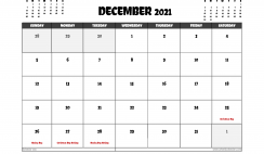 Free December 2021 Calendar Australia Printable