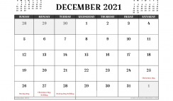 Free Printable December 2021 Calendar Australia
