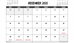 December 2021 Calendar Australia Printable