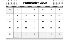 Free February 2021 Calendar Australia Printable