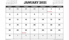 Printable January 2021 Calendar Australia