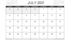 Free July 2021 Calendar Australia Printable