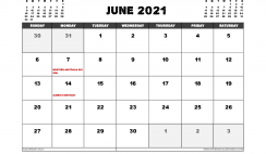 Free June 2021 Calendar Australia Printable