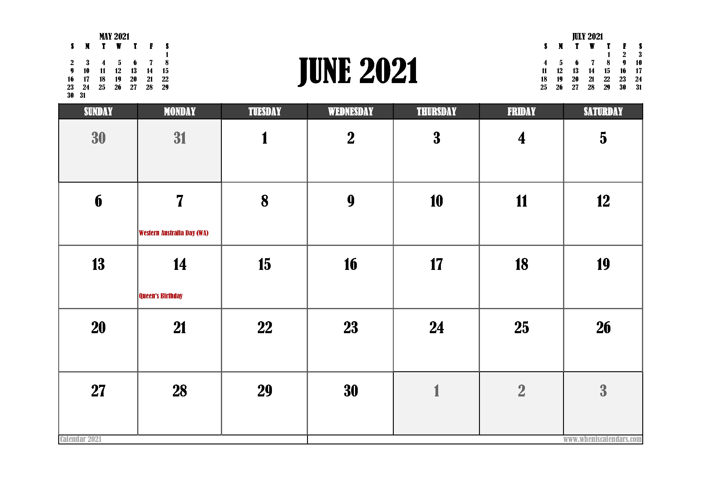 View Cute Printable Monthly Calendar June 2021 Images