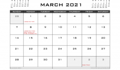 Printable March 2021 Calendar Australia