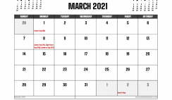 March 2021 Calendar Australia Printable