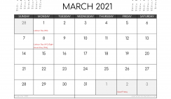 Free March 2021 Calendar Australia Printable