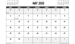 May 2021 Calendar Australia Printable