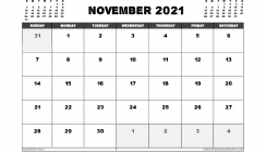 Free November 2021 Calendar Australia Printable