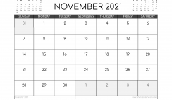Free November 2021 Calendar Australia Printable