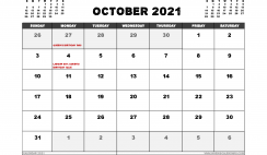 Free October 2021 Calendar Australia Printable