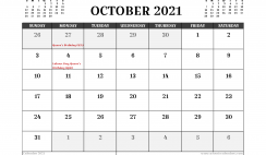Free Printable October 2021 Calendar Australia