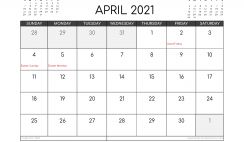Free April 2021 Calendar Canada Printable