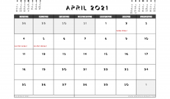Printable April 2021 Calendar Canada