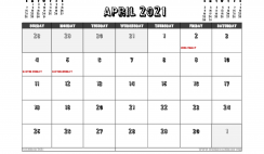 Free Printable April 2021 Calendar Canada