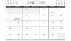April 2021 Calendar UK Printable