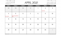 April 2021 Calendar UK Printable
