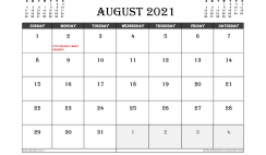 August 2021 Calendar Canada Printable