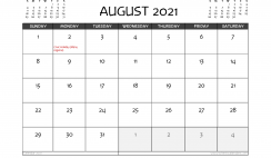 Free Printable August 2021 Calendar Canada