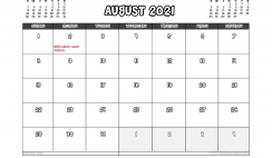 Free Printable August 2021 Calendar Canada