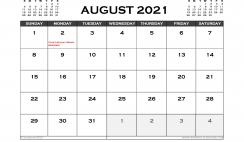 Printable August 2021 Calendar Canada