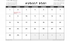 Printable August 2021 Calendar Canada