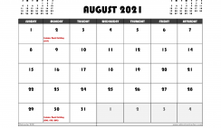 Free August 2021 Calendar UK Printable
