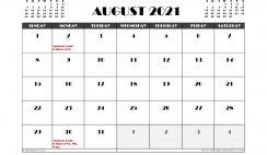 Free August 2021 Calendar UK Printable