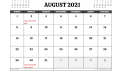 Printable August 2021 Calendar UK