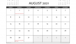 Free Printable August 2021 Calendar UK
