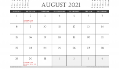 August 2021 Calendar UK Printable