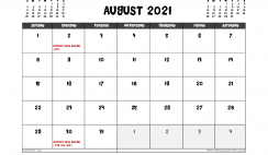 Printable August 2021 Calendar UK