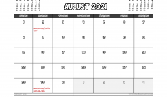 Free Printable August 2021 Calendar UK