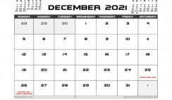 December 2021 Calendar Canada Printable