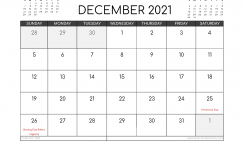 Free December 2021 Calendar Canada Printable