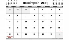December 2021 Calendar Canada Printable