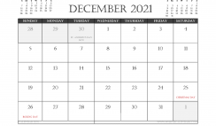 December 2021 Calendar UK Printable