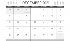 Free December 2021 Calendar UK Printable