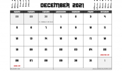 December 2021 Calendar UK Printable