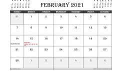 February 2021 Calendar Canada Printable