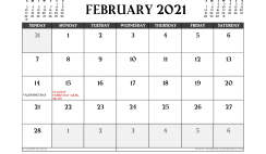 Printable February 2021 Calendar Canada