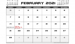 February 2021 Calendar Canada Printable