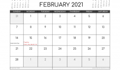 Free February 2021 Calendar Canada Printable