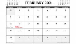 Free Printable February 2021 Calendar Canada