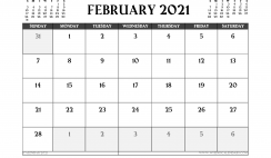 Printable February 2021 Calendar UK