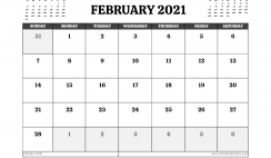 Printable February 2021 Calendar UK