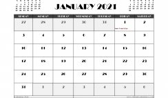 Free January 2021 Calendar Canada Printable