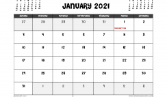 Printable January 2021 Calendar Canada