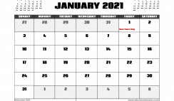 January 2021 Calendar Canada with Holidays