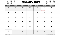 January 2021 Calendar Canada with Holidays